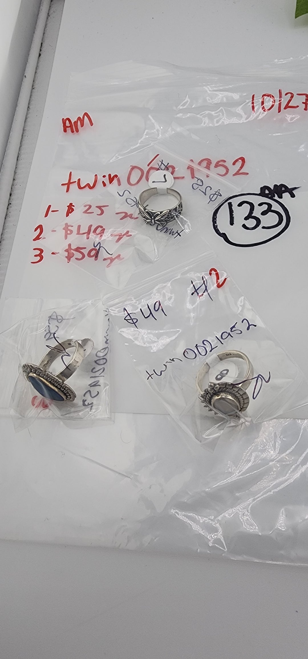 AM SHOW 48HR RESERVED FOR: twin0021952 - 10/27/2025 FL tiktok Live Show - 3 Sterling Silver Items
