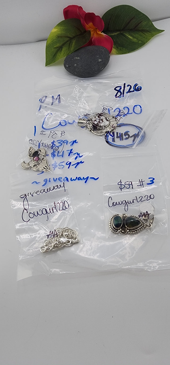 PM SHOW 48HR - RESERVED FOR: cowgurl220 - 8/26/2025 FL tiktok Live Show - 3 Sterling Silver Items