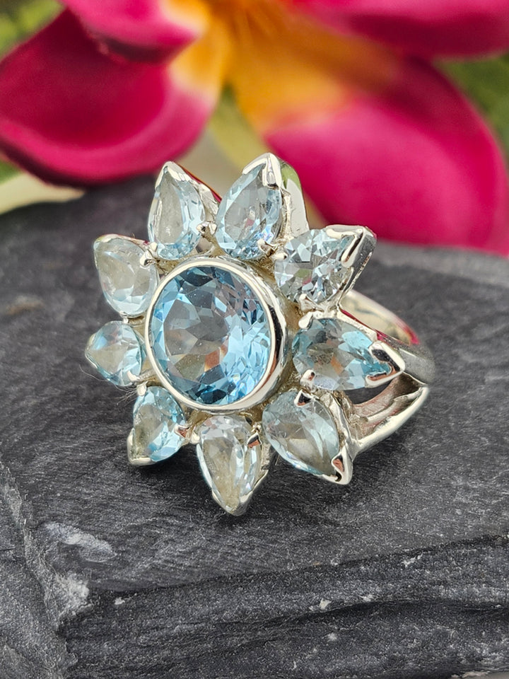 Cluster Topaz Ring Size 5.75