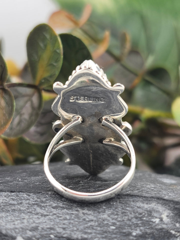 American Turquoise Triple Stone and 925 Sterling Silver Ring - Size 6