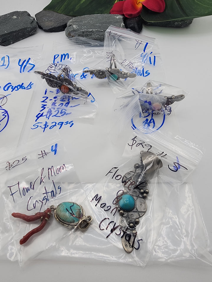 Flower & Moon Crystals - 4/11/26 PM - 5 925 Sterling Silver Items