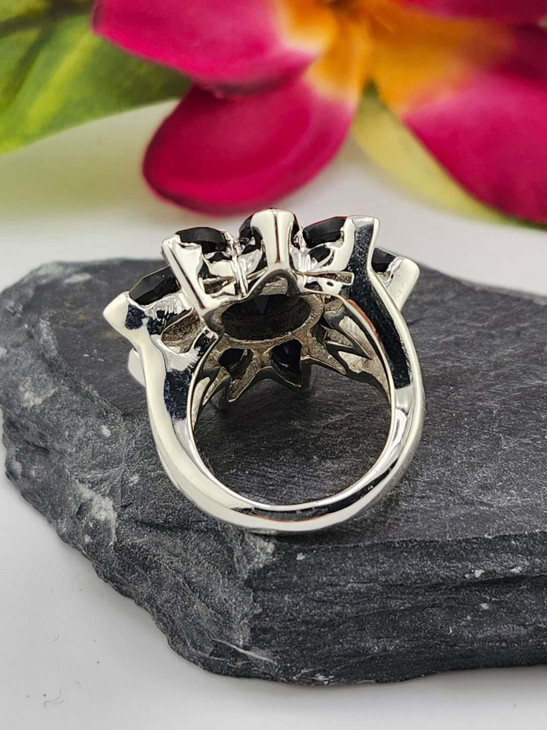 Cluster Black Onyx Ring Size 5.5