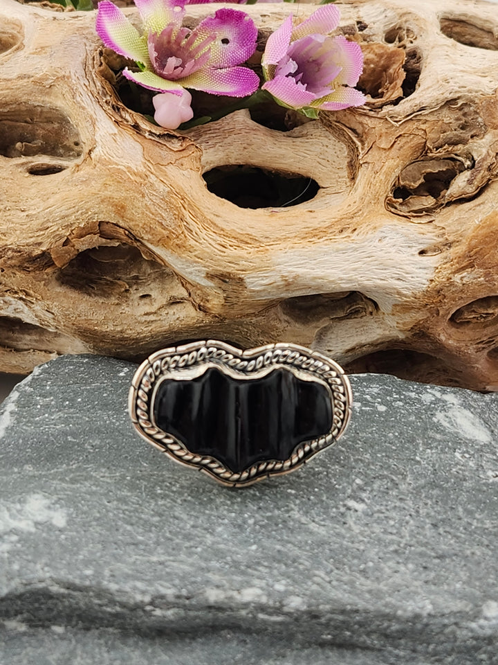 Black Onyx Bat Ring Size 6
