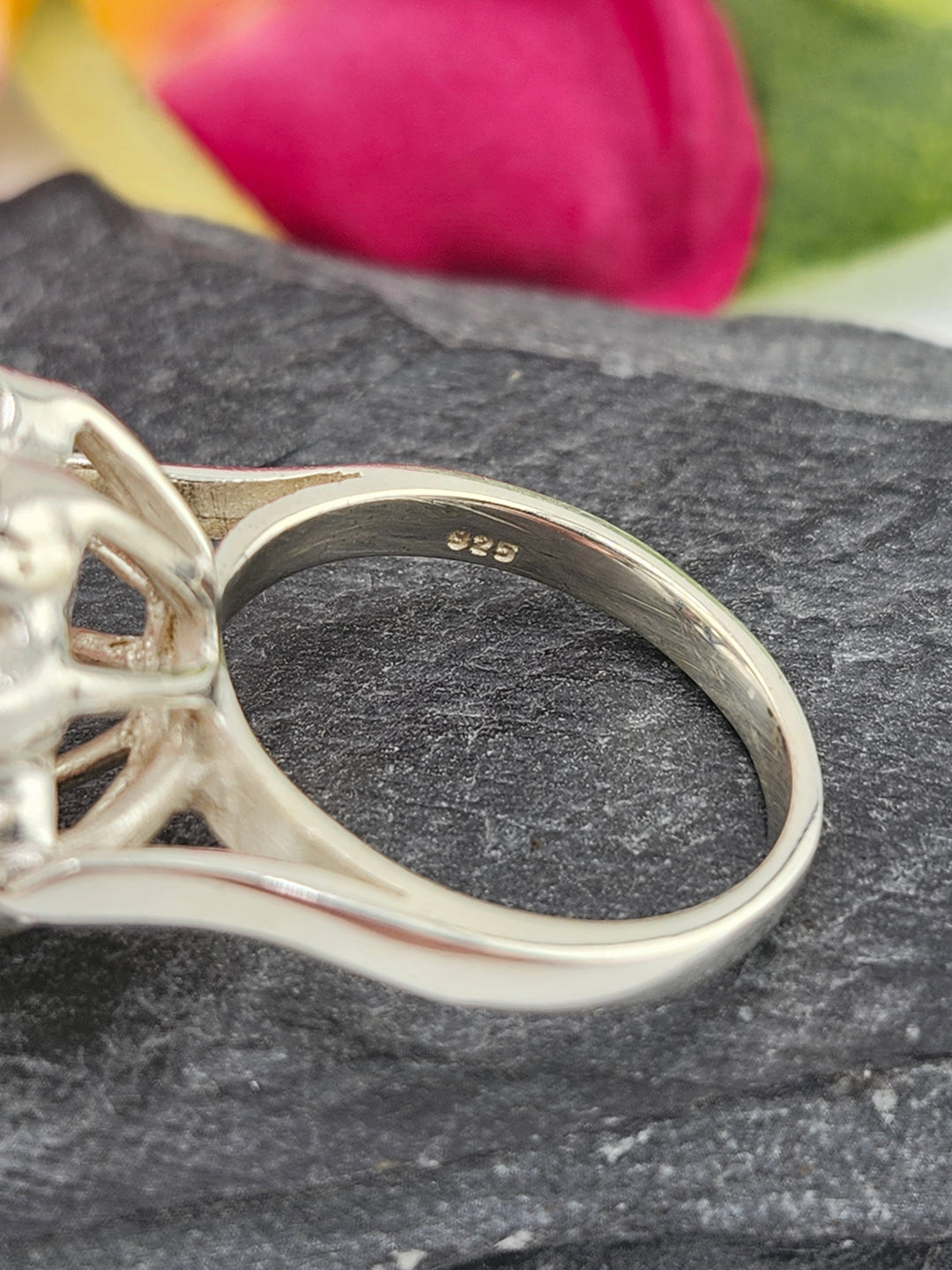 Cluster Garnet Flower Ring Size 8