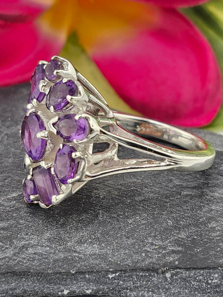 Cluster Amethyst Ring Size 7