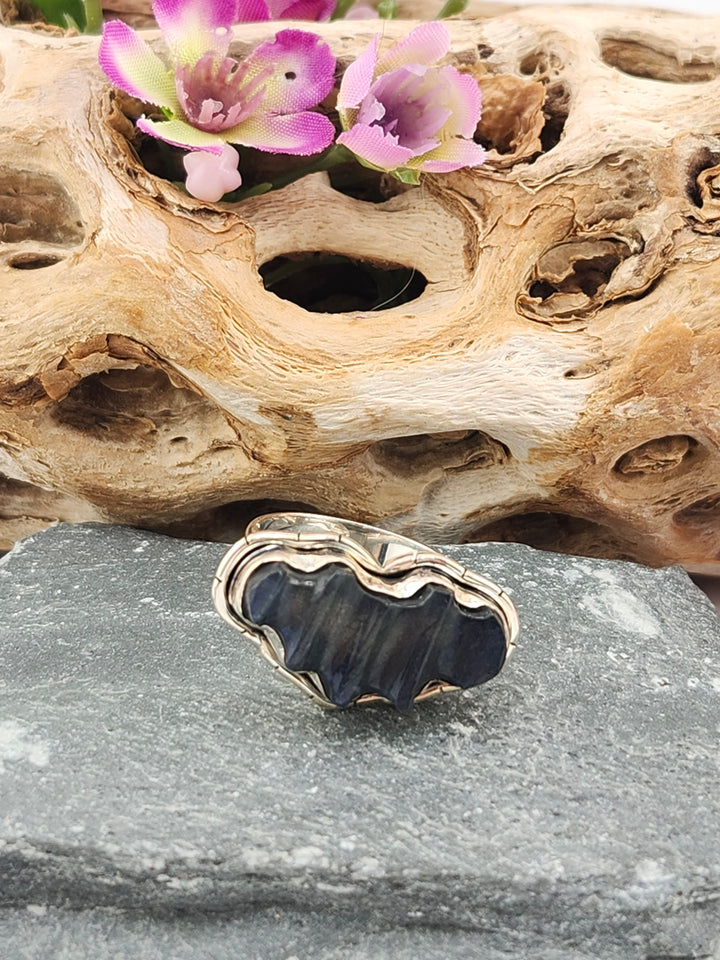 Blue Labradorite Bat Ring Size 7