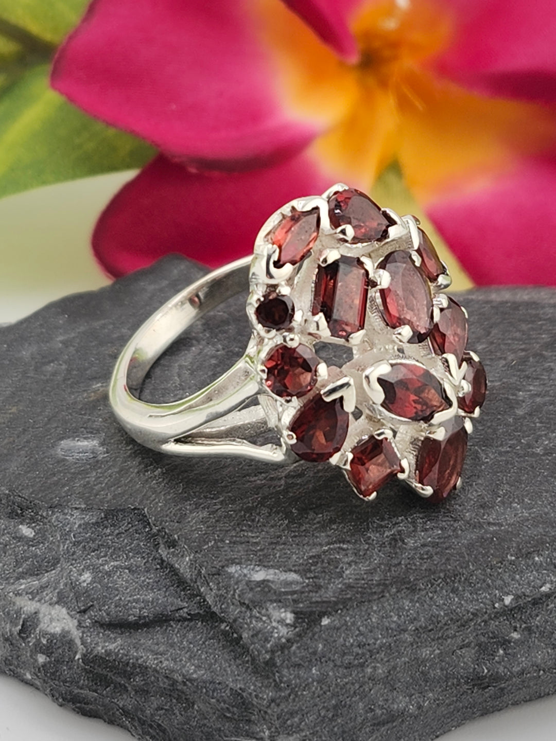Cluster Garnet Ring Size 10