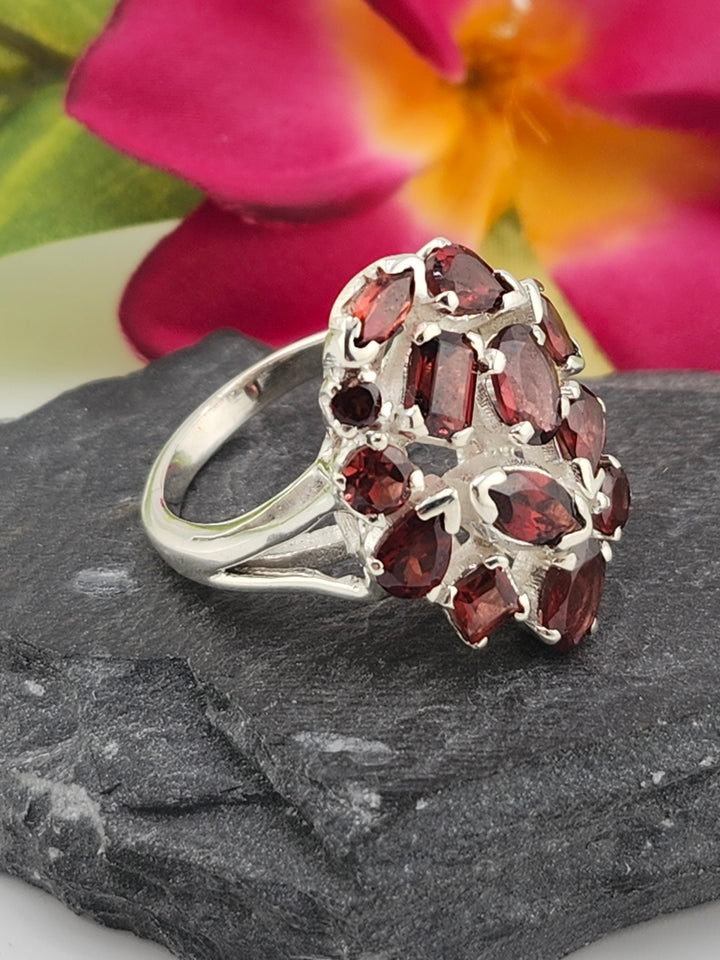 Cluster Garnet Ring Size 10