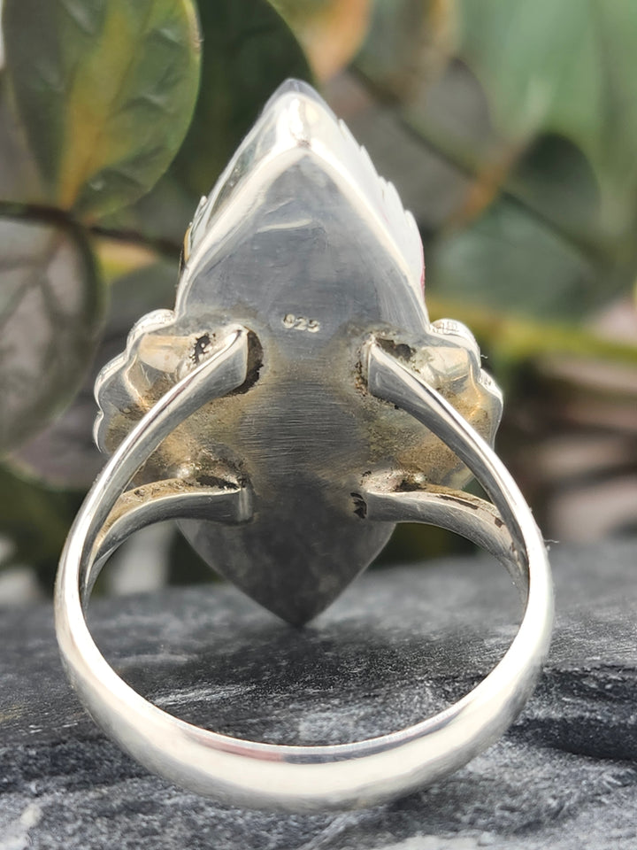 Black Onyx Double Stone and 925 Sterling Silver Ring - Size 9