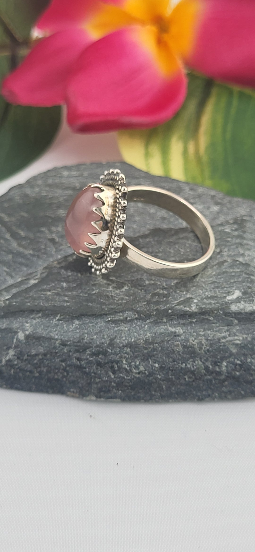 Morganite and 925 Sterling Silver Ring Size 7.5