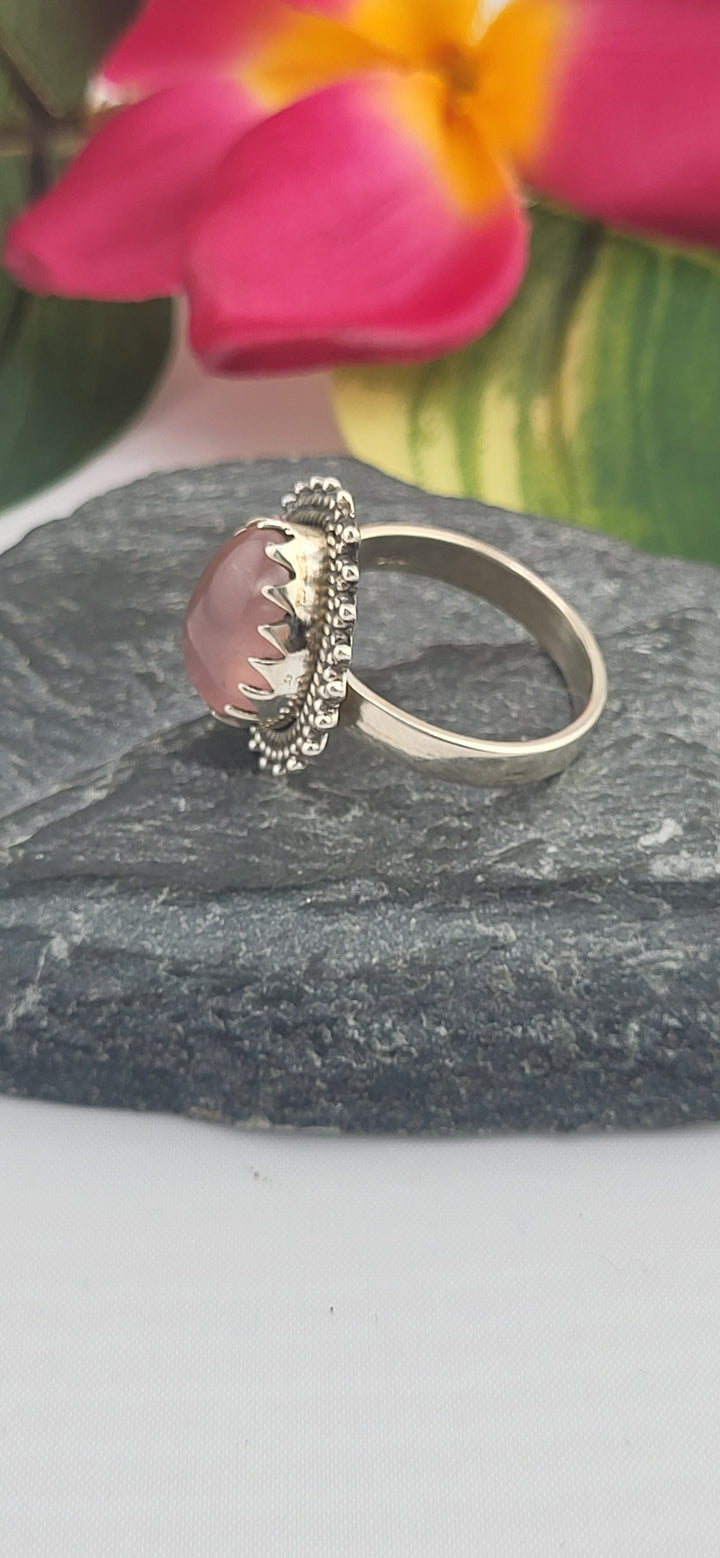 Morganite and 925 Sterling Silver Ring Size 7.5