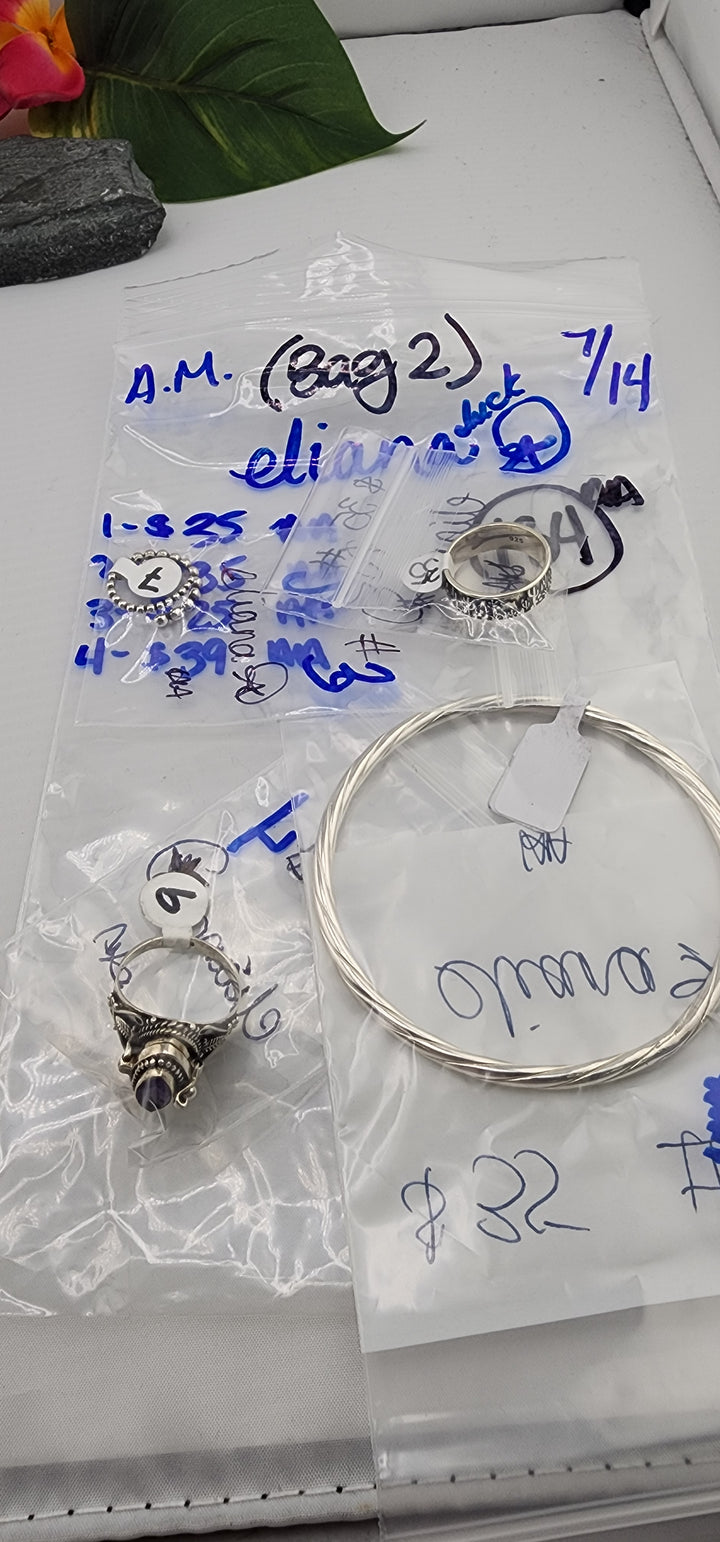 AM SHOW 48HR - RESERVED FOR: eliana🦆💫 (Bag 2) - 7/14/2025 FL tiktok Live Show - 4 Sterling Silver Items