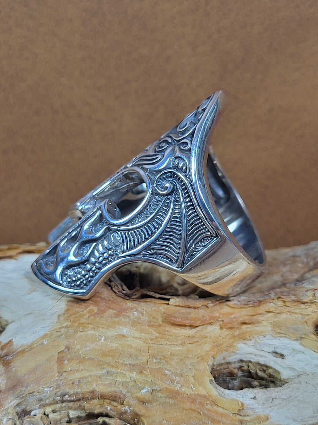 Spartan Helmet 925 Sterling Silver Ring - Size 10