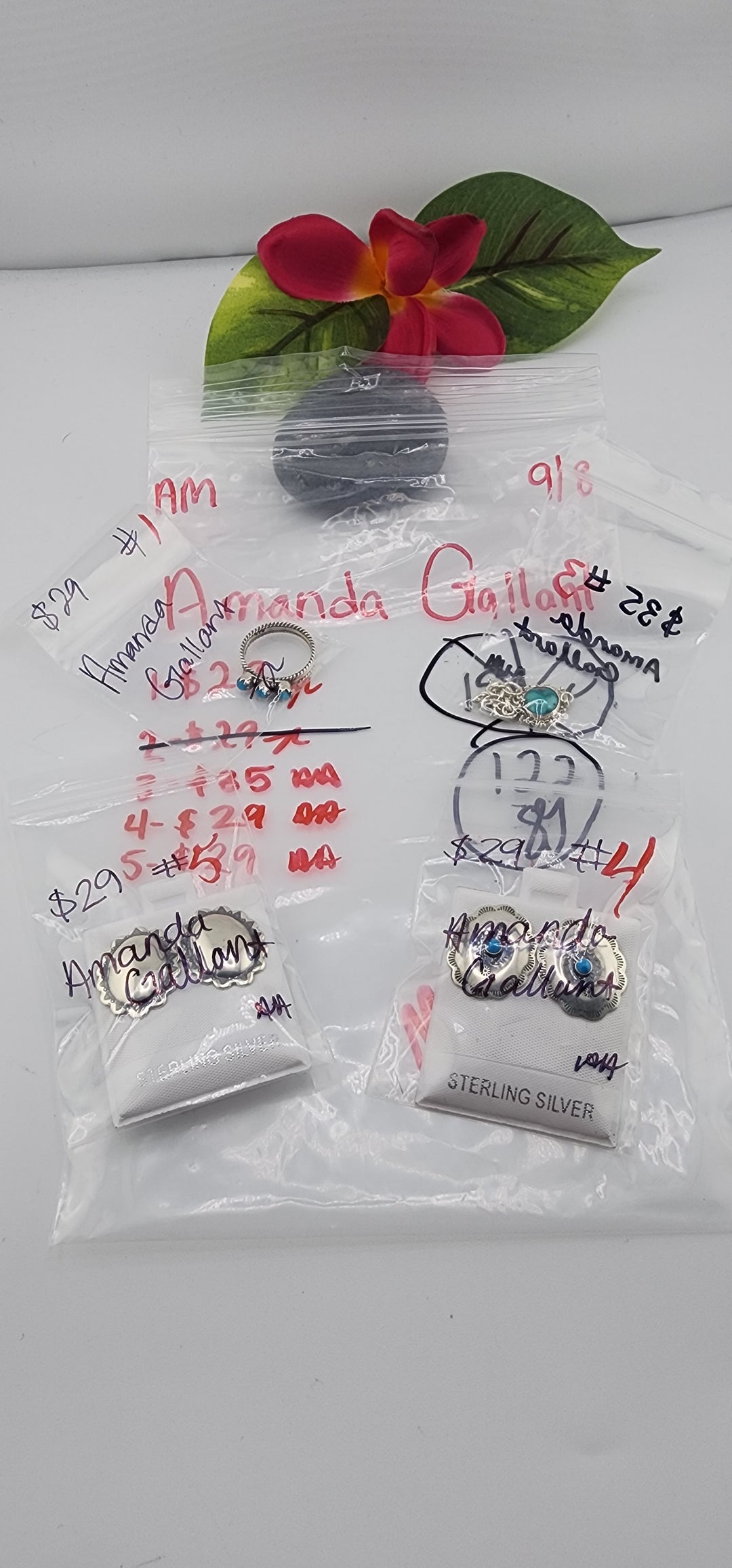 AM SHOW 48HR - RESERVED FOR: Amanda Gallant - 9/8/2025 FL tiktok Live Show - 4 Sterling Silver Items