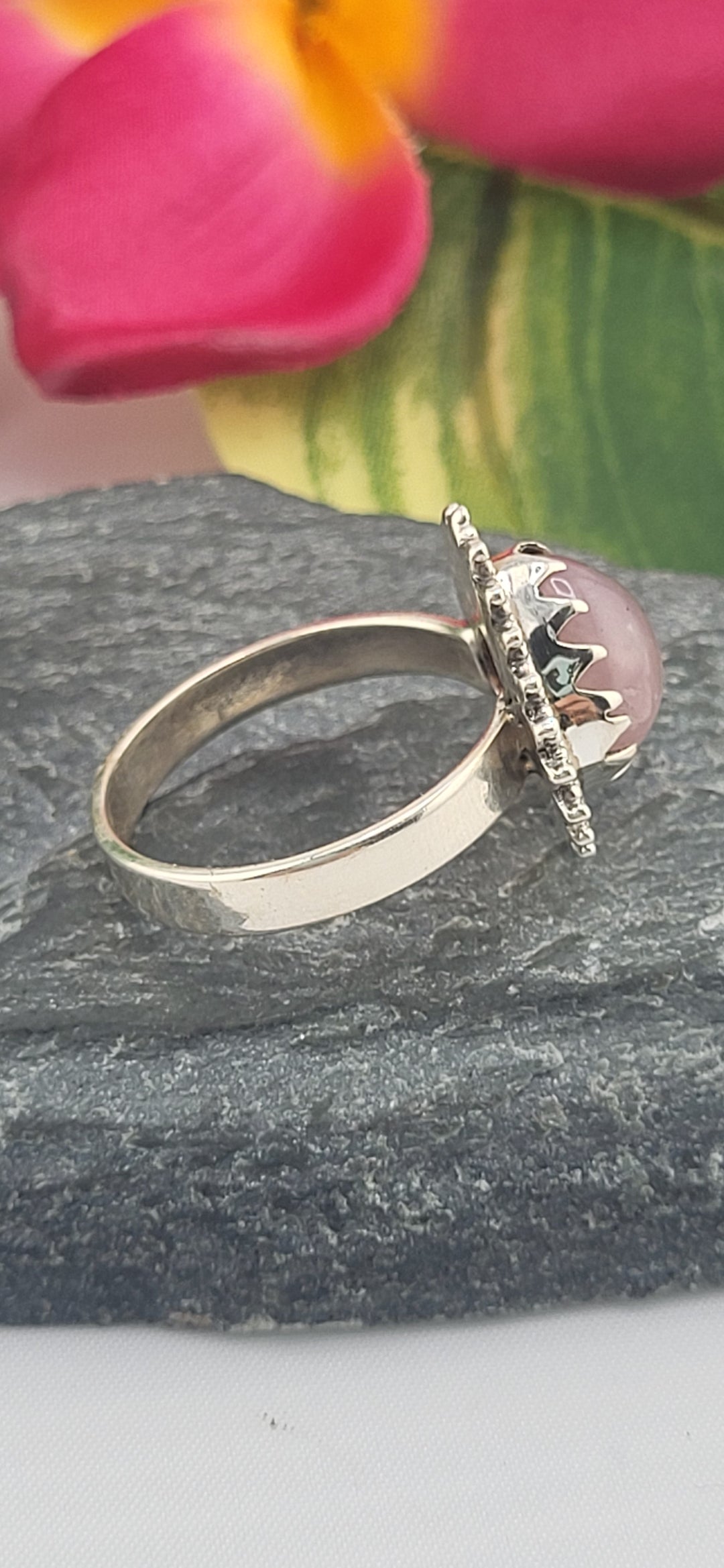 Morganite and 925 Sterling Silver Ring Size 9