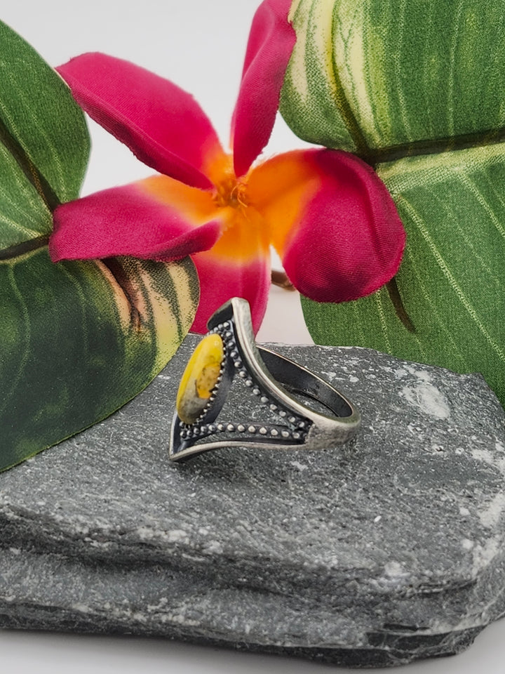 Oxidized Marquee Bumblebee Jasper Ring Size 9.25