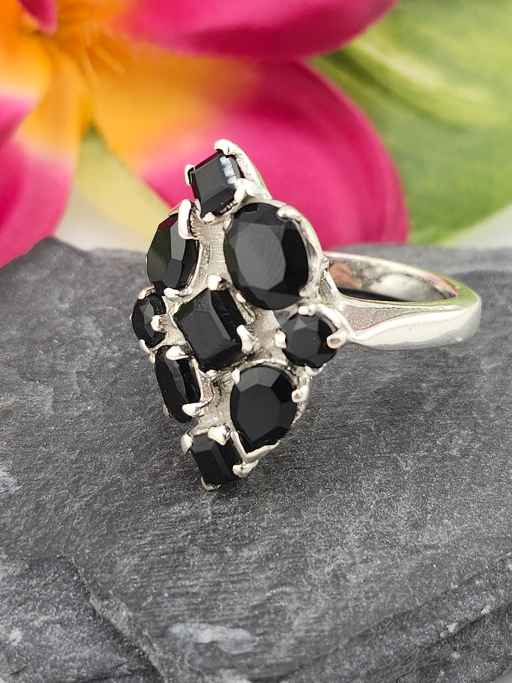 Cluster Black Onyx Ring Size 7