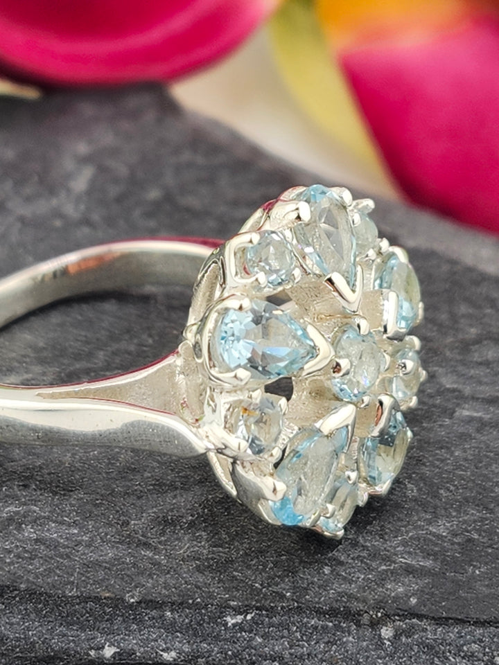 Cluster Topaz Ring Size 7