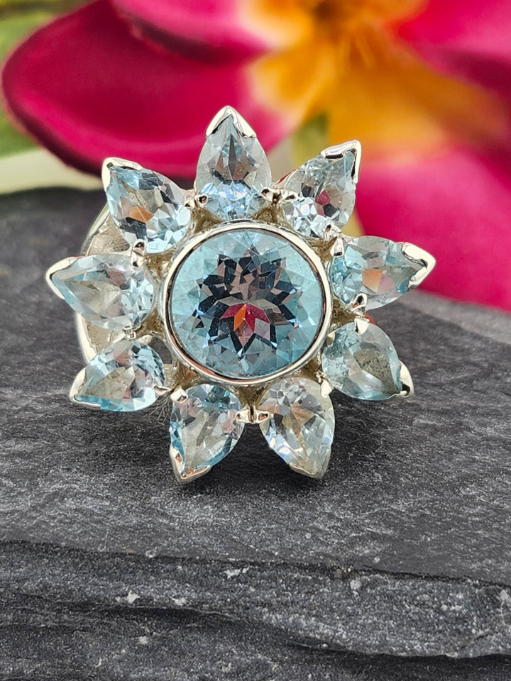 Cluster Topaz Ring Size 5.75