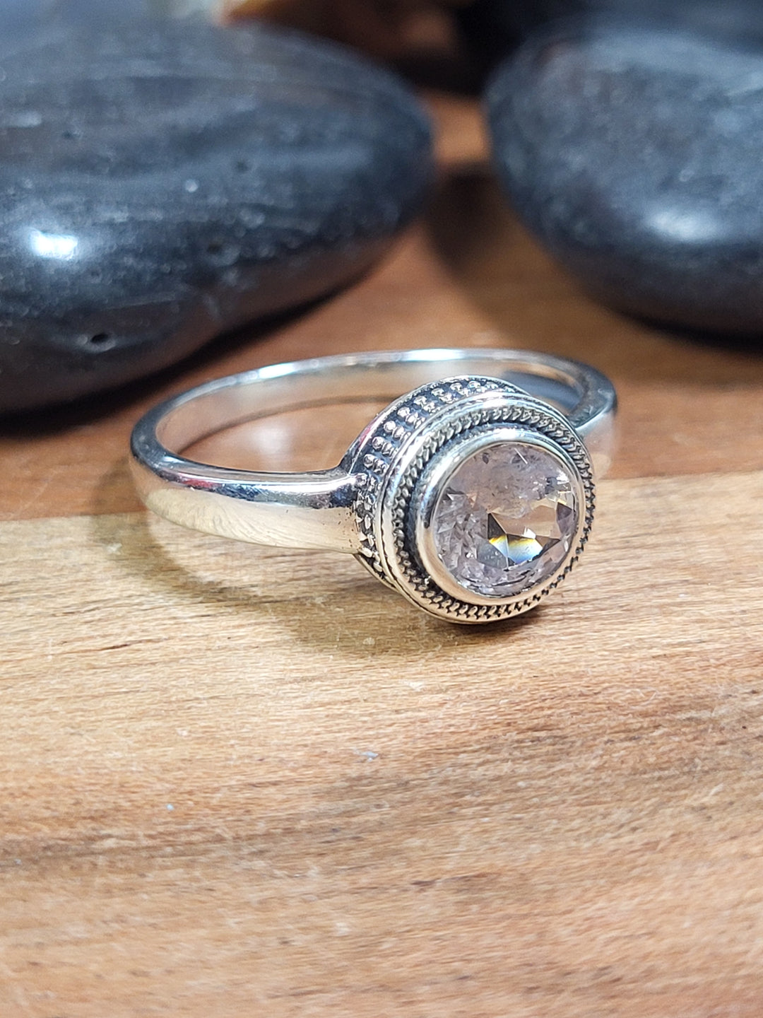 Natural Morganite Ring 925 Sterling Silver Size 9