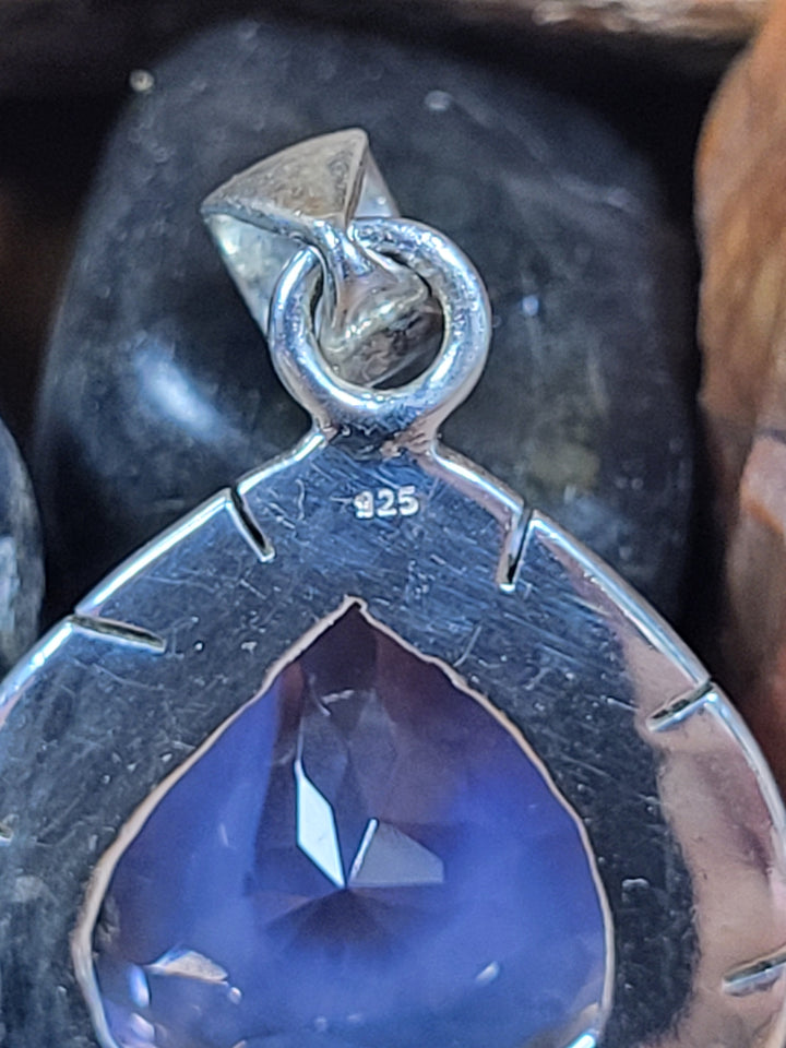 Natural Lavender Quartz 925 Sterling Silver Teardrop Pendant - 1 1/4"