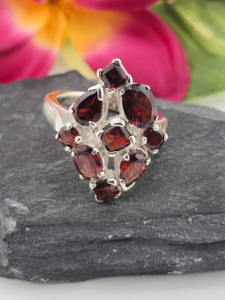Cluster Garnet Ring Size 10