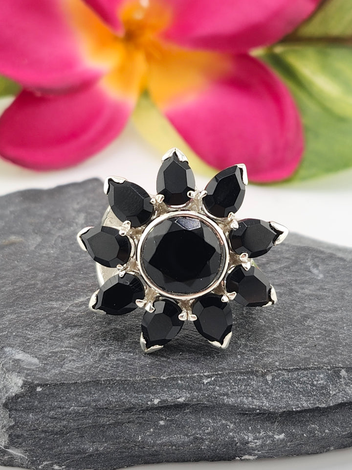Cluster Black Onyx Ring Size 5.5