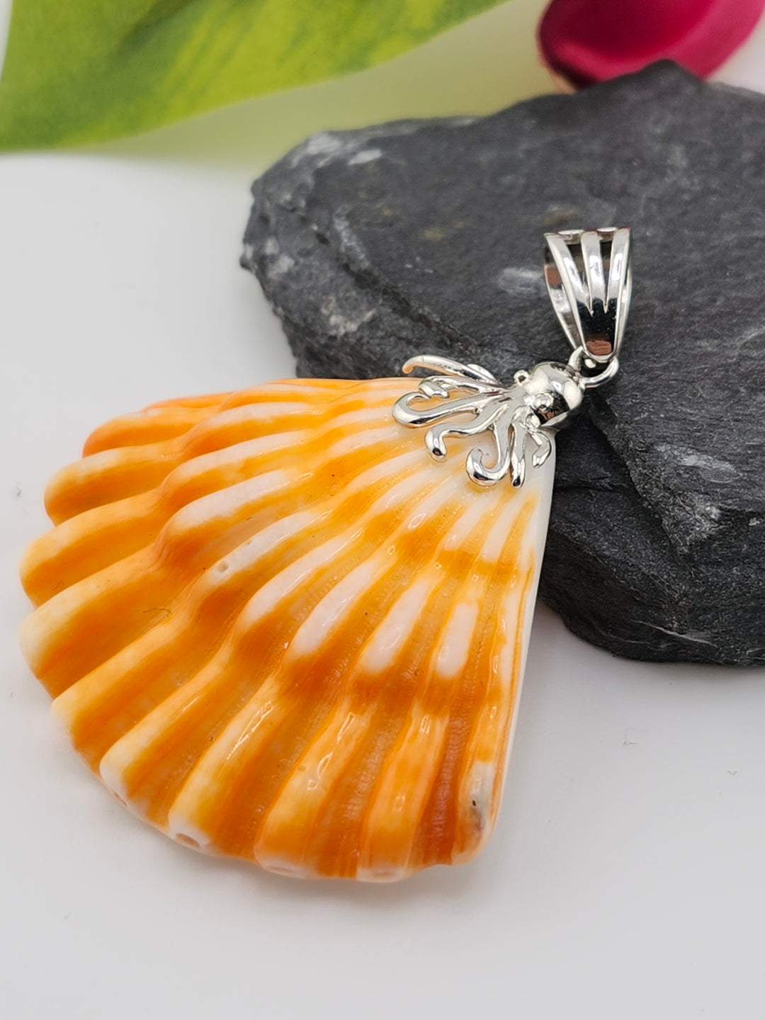 Carved Spiny Oyster Sea Shell Pendant