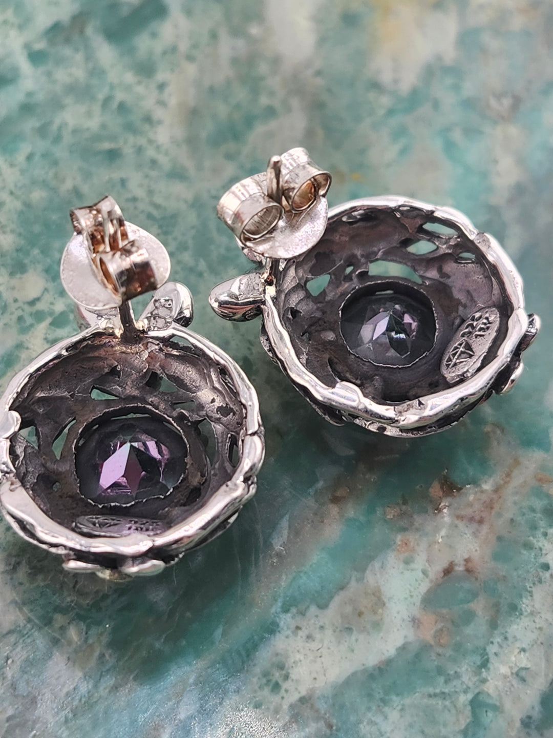 Bali 925 Sterling Silver/18k and Mystic Topaz Stud Earrings