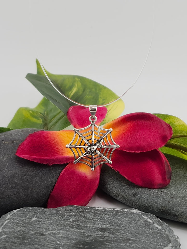 Sterling Silver Spider & Webb Pendant