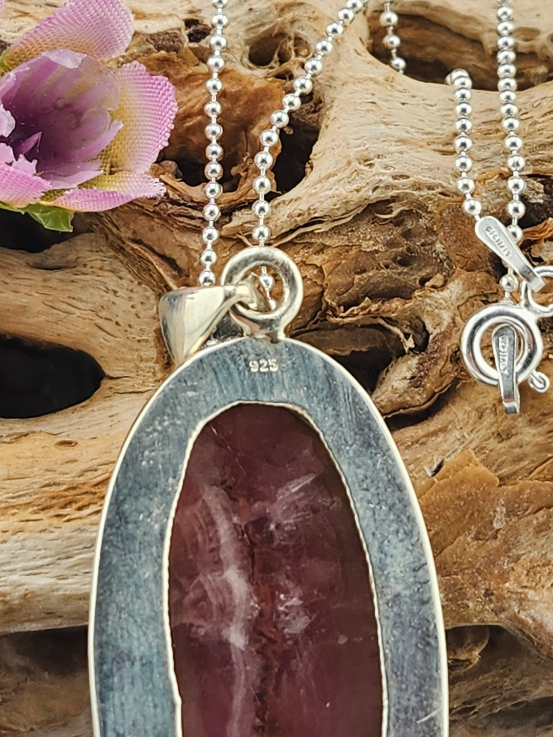 Cobalt Calcite Oval Pendant with 18" Bead Chain