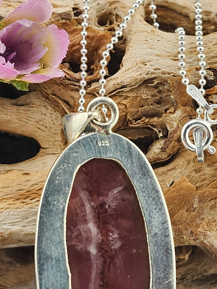 Cobalt Calcite Oval Pendant with 18" Bead Chain