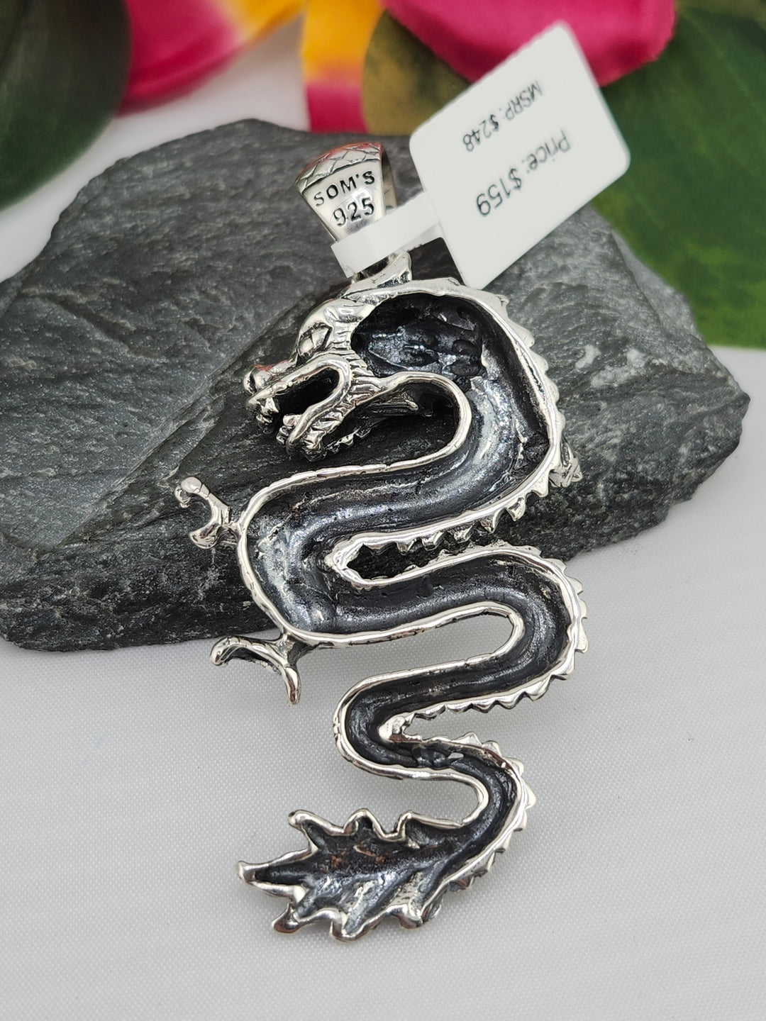 Designer SOMS 925 Sterling Silver Dragon Pendant