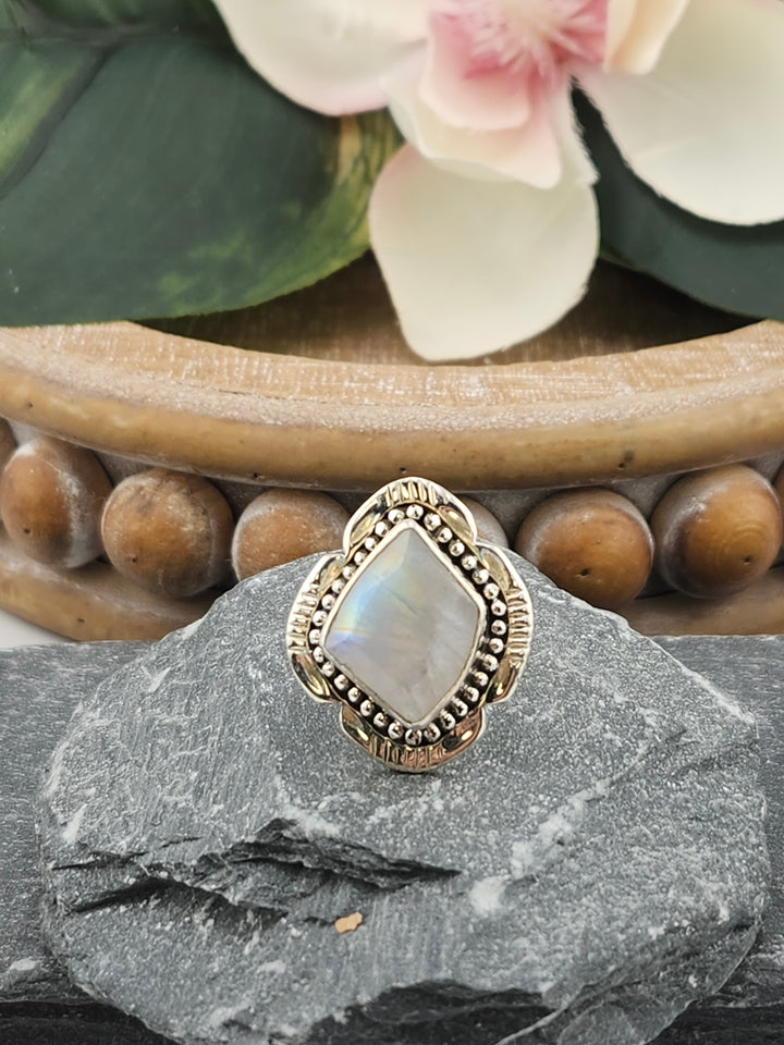 Faceted Moonstone Ring Size 7