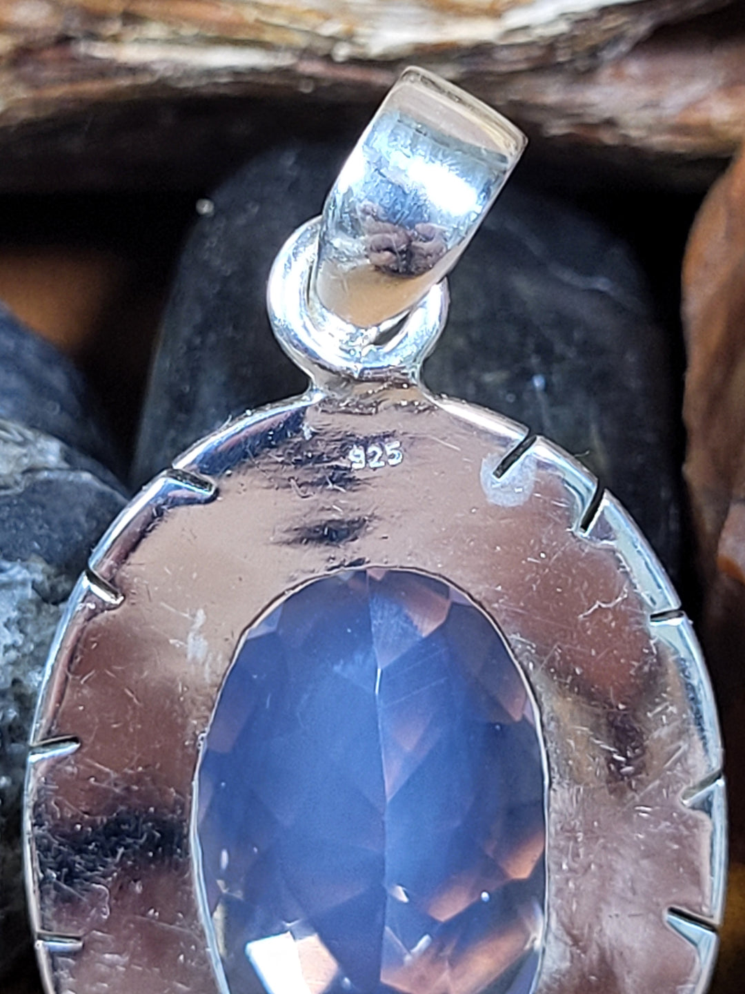 Natural Lavender Quartz 925 Sterling Silver Rose Cut Pendant -