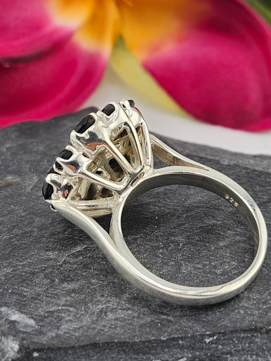 Cluster Black Onyx Ring Size 8