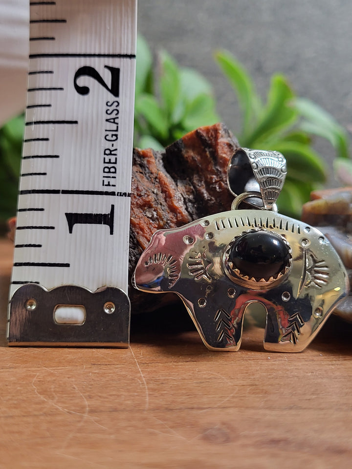 Natural Black Onyx 925 Sterling Silver Pendant