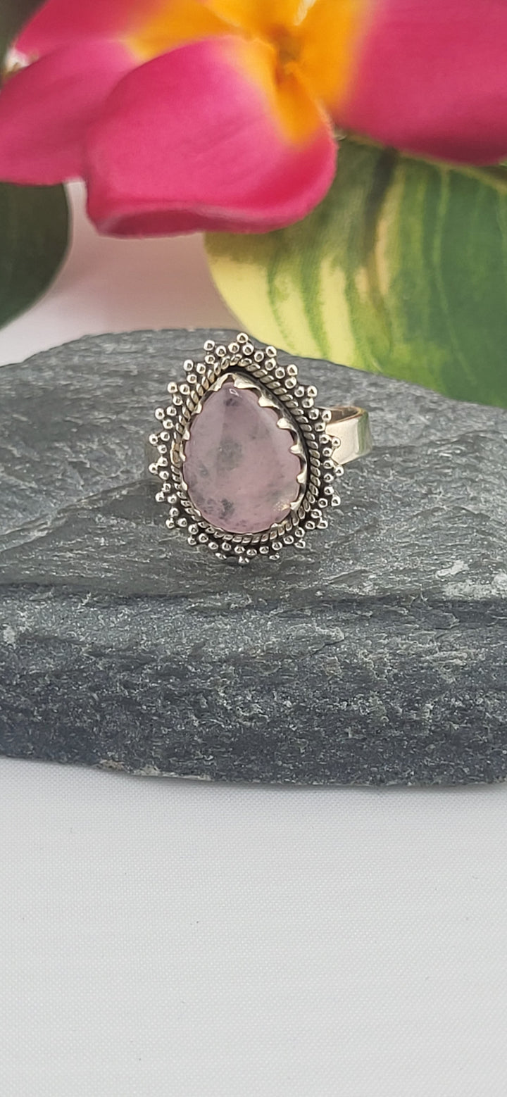 Morganite and 925 Sterling Silver Ring Size 6.5