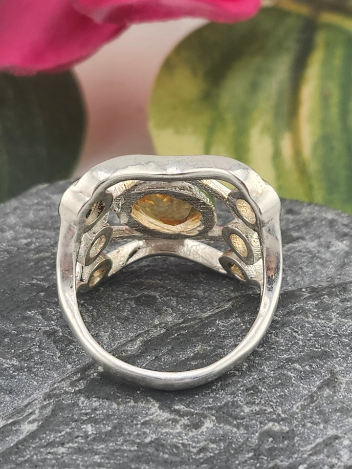 Citrine and 925 Sterling Silver Ring - Size 7