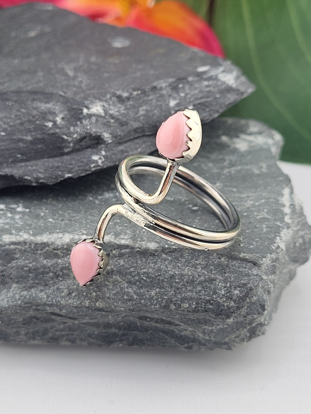 2 Stone Queen Conch Ring Size 8