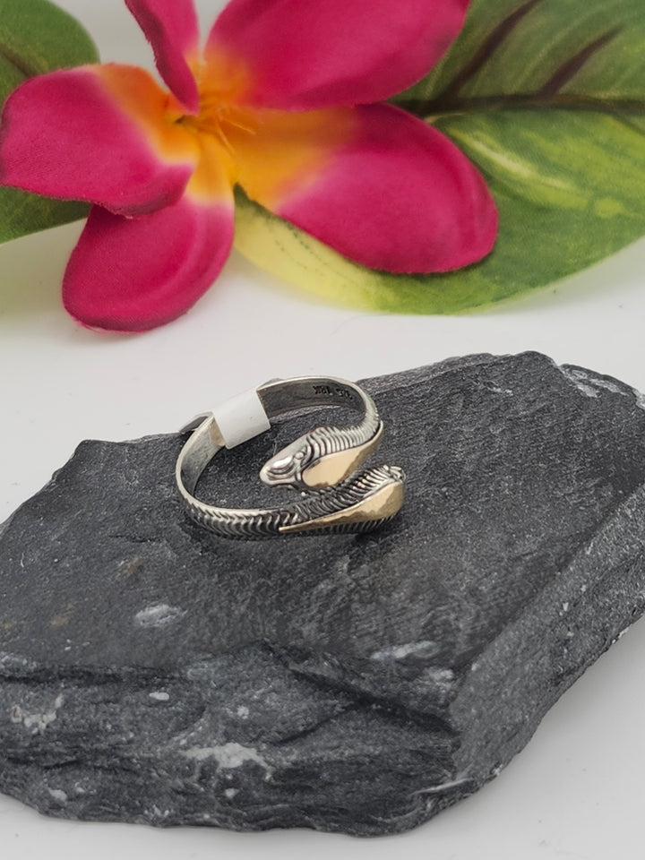 18k Gold Bali Snake Ring in sterling silver 925 size 8