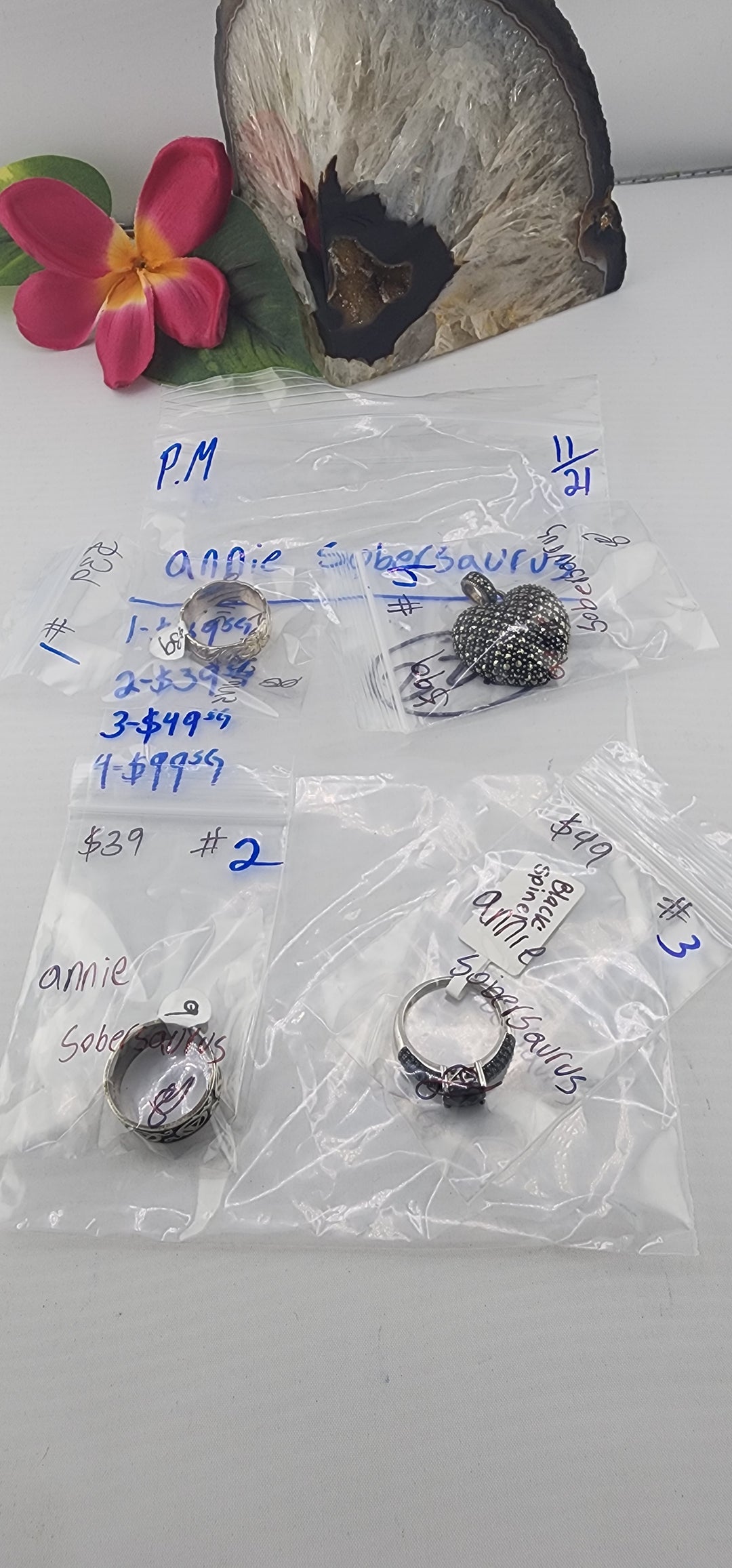PM SHOW 48HR - RESERVED FOR: annie sobersaurus - 11/21/2025 tiktok Live Show - 4 Sterling Silver Items