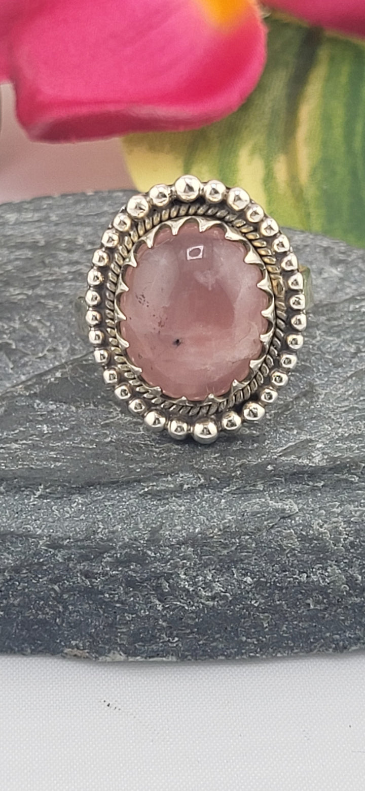 Morganite and 925 Sterling Silver Ring Size 7.5