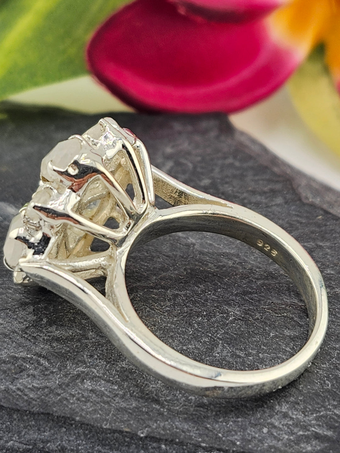 Cluster Moonstone Ring Size 8