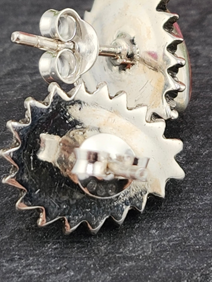 Orange Spiny Oyster Teardrop Stud Earrings