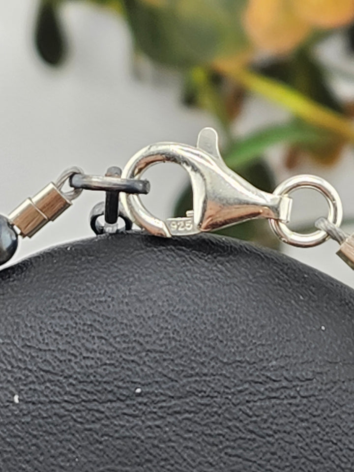 4mm 7"+1" Oxidized 925 Sterling Silver Bead Bracelet