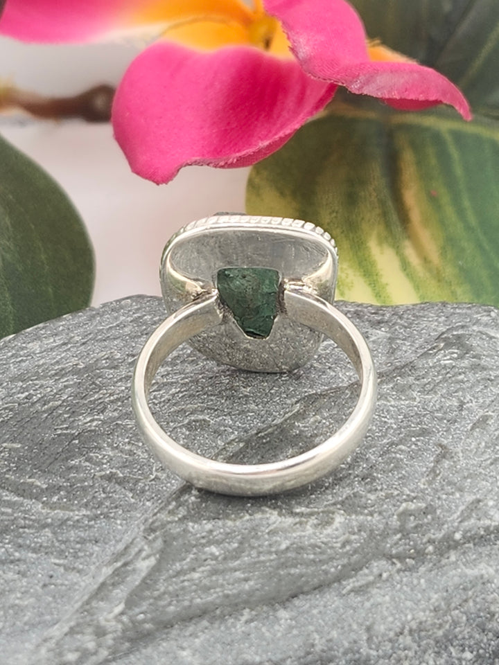 Raw Blue Tourmaline and 925 Sterling Silver Ring - Size 7