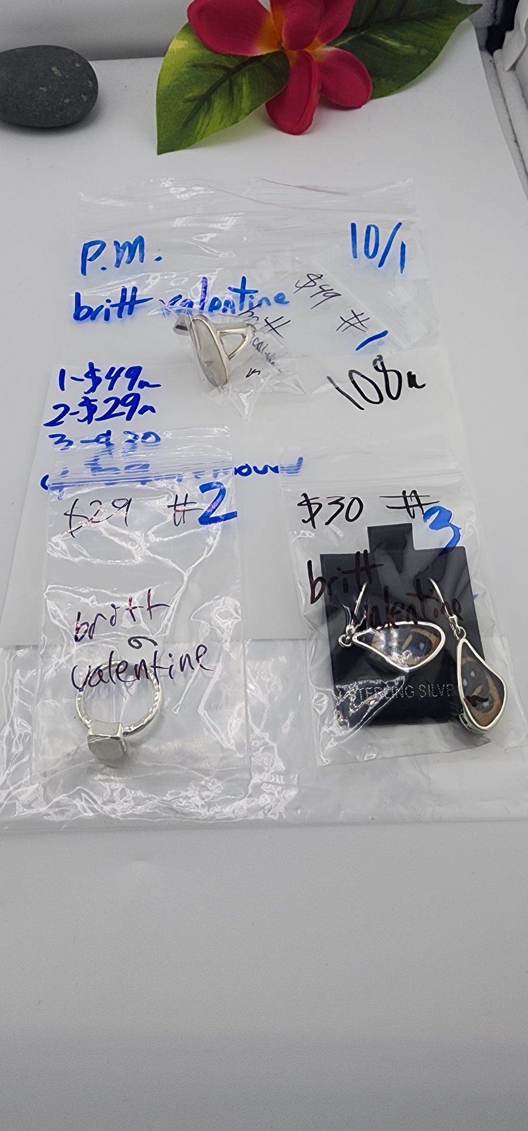 PM SHOW 48HR - RESERVED FOR: britt valentine - 10/1/2025 FL tiktok Live Show - 3 Sterling Silver Items