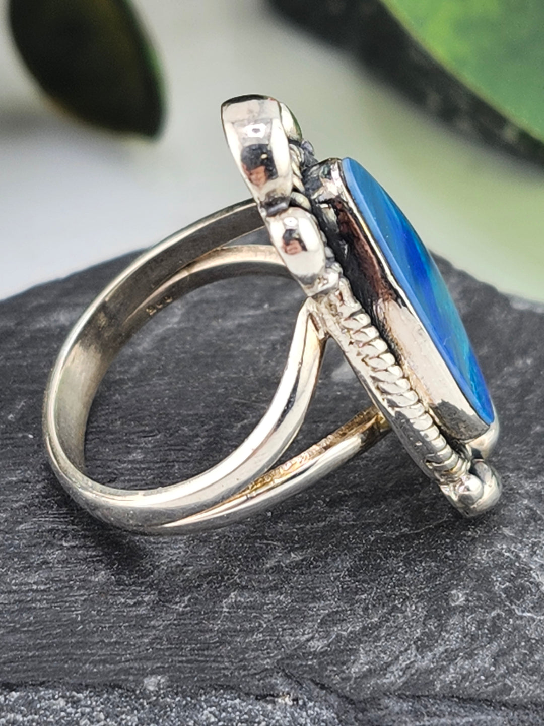 Austrailian Opal Doublet and 925 Sterling Silver Ring - Size 7.25