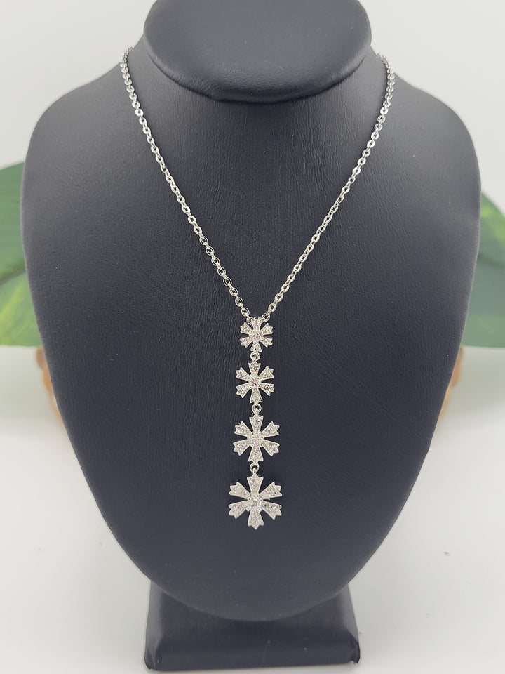 CZ Snowflake Pendant with 18" Adjustable Chain